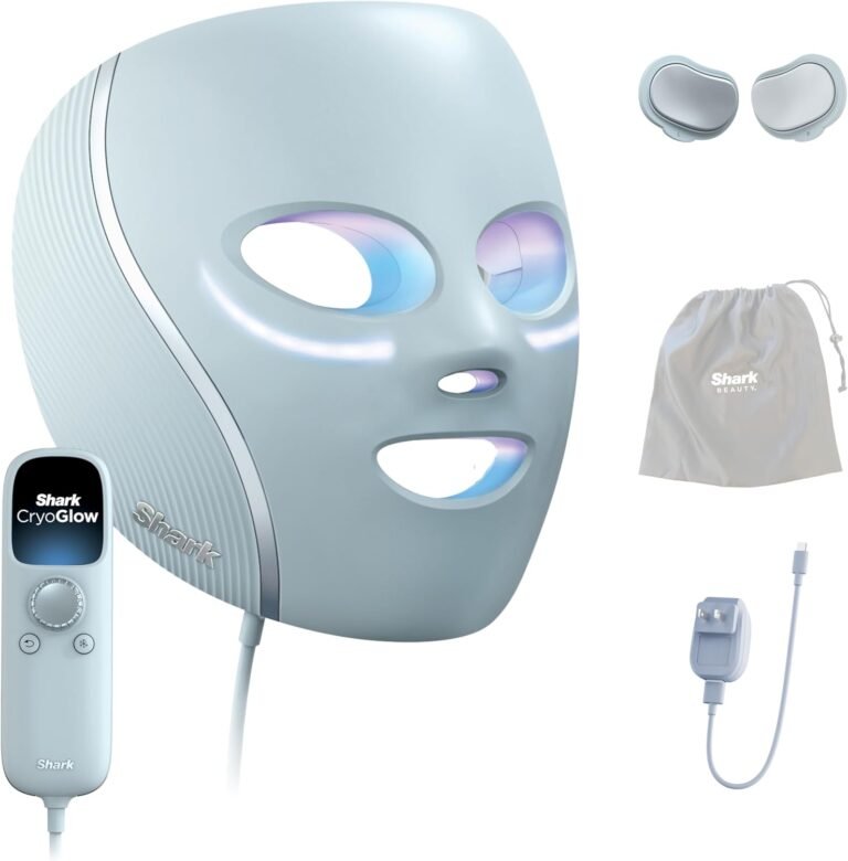 Shark CryoGlow LED Face Mask with Under-Eye Cooling, Anti-Ageing & Blemish Repair, Red & Blue LED, Infrared Light Therapy, USB-C, Remote Control, Storage Bag, Blue Frost, FW312 7 71DwJryUsAL. AC SL1500 1 That Face Place