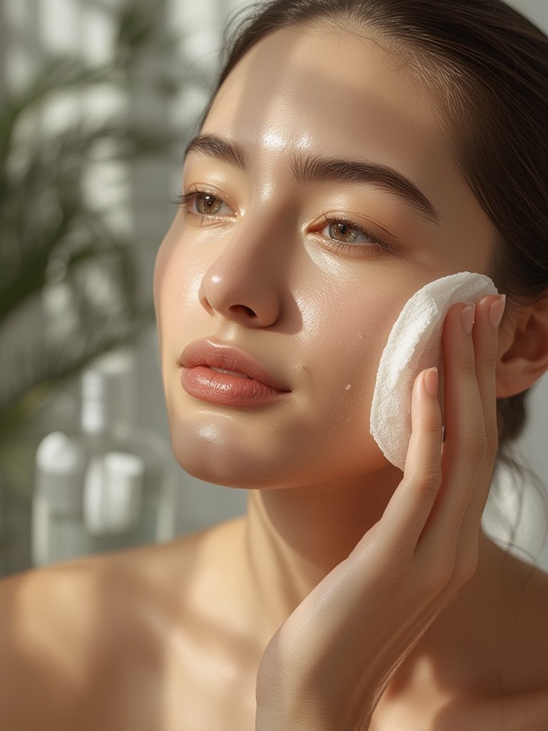 ROUND LAB 1025 Dokdo Toner 6.76 Fl Oz, Oil Control and Reduces Excess Sebum, Gentle Exfoliating Facial Toner, Deep Sea Water for Moisturization, Soft Finish Without Stickiness, Korean Skin Care 2 dokdo toner in action